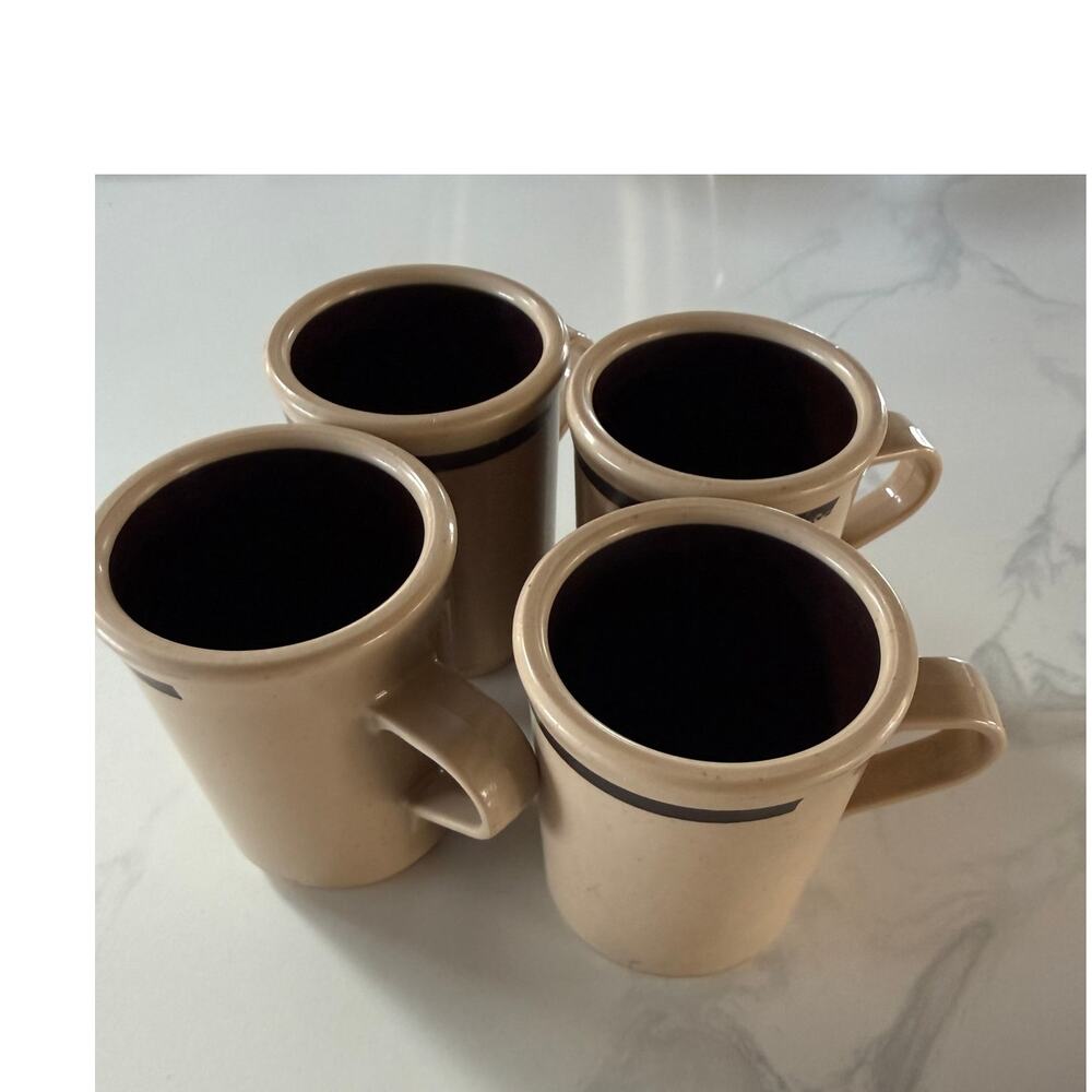 VINTAGE Carlisle Coffee Mug Set 4 Tan Speckled Camping RV Break Resistant